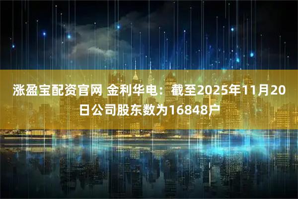 涨盈宝配资官网 金利华电：截至2025年11月20日公司股东数为16848户